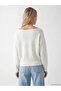 White Boat Neck Women's Knitwear Sweater - 4