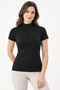 Women's 95% Cotton Half Turtleneck Short Sleeve Basic Top - Stretchy Soft Casual Underwear