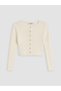 Beige Crew Neck Women's Knitwear Cardigan - 5