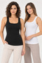 Women's 2-Pack 100% Cotton Combed Cotton Camisole Square Neck Tank Top - Flexible Soft Everyday Undergarment