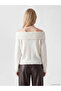 White Boat Neck Women's Knitwear Sweater - 4