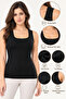 Women's 2-Pack 95% Cotton Square Neck Thick Strap Basic Undershirt - Flexible Soft Everyday Undergarment - 6