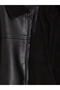 Black Fur Collar Boy's Leather Look Coat - 4