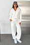 Women's Half Zipper Hooded 3 Thread Double Tracksuit Set - 4
