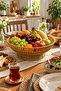 31 cm Beige Plastic Rattan Serving Bowl Wicker Look Fruit Bread Presentation Basket - 4