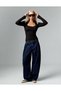Women's Black Halter Neck Off-Shoulder Long Sleeve Fitted Blouse - 4