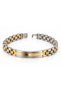 Strata Stainless Steel Men's Bracelet Gold Silver Color Double Tone Heavy Metal Bracelet - 3