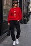 Zero-Collar Sweatshirt 2-Piece Combination Winter Shardooned 5-Piece Heart Printed Women's / Girls' Model