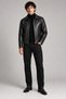 Men's Black, Regular Fit, Zippered, Fur Lined, Faux Leather Jacket - 3