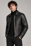 Men's Black, Regular Fit, Zippered, Fur Lined, Faux Leather Jacket - 2