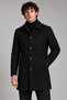 Men's Black Slim Fit Cashmere Coat – Classic Collar 4-Button Short Cut Winter Overcoat - 2