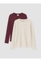 Seray New Season Plum Color Crew Neck Girls' T-Shirt 2-Pack