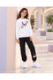 Girl's Butterfly Print Sweatshirt & Sweatpants 2-Piece Set