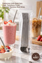 1 Piece Metal Straw Set with Spoon – Stainless Steel Straw with Spoon Tip, with Cleaning Brush, Reusable Stainless Steel Straw