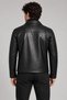 Men's Black, Regular Fit, Zippered, Fur Lined, Faux Leather Jacket - 5