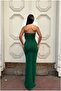 Strapless Slit Detailed Evening Dress Stone Dress - 3