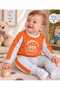 100% Cotton, Striped Detailed, Comfortable Fit, Snap Fasteners on the Shoulder, Baby Boy Double Pajama Set - 3