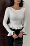 Women's Long Sleeve Ribbed Diver Fabric Blouse - 7