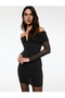 Boat Neck Long Sleeve Rhinestone Bodycon Mini Evening Dress