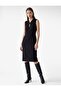 Crepe Fabric Window Detail Napoleon Closure Sleeveless Midi Dress - 3
