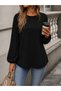 Women's Long Balloon Sleeve Flared Crepe Fabric Blouse - 4
