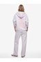 Comfortable Fit Long Sleeve Hooded Zippered Kangaroo Pocket Bowknot Printed Sweatshirt - 4