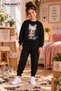 Winter Unisex Black Tracksuit, Black Sweat Top and Bottom Set