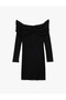 Boat Neck Long Sleeve Rhinestone Bodycon Mini Evening Dress - 4
