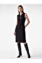 Crepe Fabric Window Detail Napoleon Closure Sleeveless Midi Dress