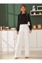 Women's Long Sleeve Imported Crepe Fabric Blouse with Stone and Pearl Detail on the Collar - 5