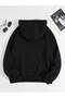 3 Thread Black Spider Web Pattern Zippered Winter Cardigan - Printed Oversize Hooded Jacket - 2