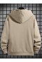 3 Thread Beige La Los Angeles Design Zippered Winter Cardigan - Printed Oversize Hooded Jacket - 2