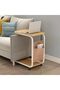 Sofa End Table, C-Shaped Side Table with Wheels, Narrow Bedside Table, Sofa End Table with Magazine