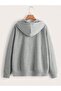 3 Thread Gray Basic Plain Zippered Winter Cardigan - Oversize Embossed Hooded - 2