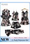 5 PCS Pajama Sets for Women Sweet Floral Printing Lace Edge Homewear Ladies Nightwear Silky Clothes - 2