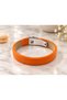Esmardo Orange Leather Men's Bracelet - Wide Band with Layered Design and Silver Clasp - 2