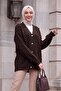 Embossed Pompom Detailed Buttoned Knitwear Cardigan -Brown
