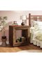 60cm Coffee Table Rustic Wood Side Table, 2 Tiered Square End Table with Storage Shelf, I - 3