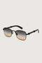 Men's Thin Frame Rectangular Gradient Sunglasses Black/Gold - 2