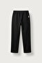 Men's Baggy Fit Front Stitching Detailed Scuba Sweatpants Black - 2