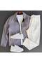 Bell-Bottomed Jacket + Ribbed Trousers 2-Piece Combination