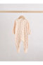100% Cotton Brown Floral Patterned Double Zipper 3-Piece Jumpsuit Set Alyv67727 - 3