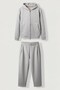 Unisex Oversize Scuba Zippered Hooded Tracksuit Set Gray Melange