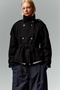 Bsk Standing Collar Thick Checked Black Coat Trench Coat - 2