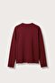 Men's Boxy Fit Letter Printed Crew Neck Sweatshirt Red - 2