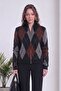 Women's Zippered High Collar Diamond Pattern Knitwear Cardigan Black - 4