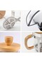 4 Pieces of 350 ml Glass French Press with Wooden Details – Glass Coffee Press, Teapot, Wooden Handle - 3
