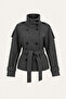 Bsk Standing Collar Thick Checked Coat Trench Coat