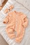 Baby Girl Jumpsuit Daisy Patterned Ruffle Detailed Hairband 2-Piece Baby Girl Set