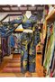 Black Color Silk Trousers and Blouse Set with Embroidered Waist, Pocket and Gold Detail - 2